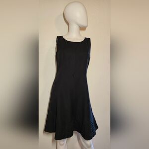 Calvin Klein Black Linen Blend A-Line Dress Size 10 Sleeveless Pleated Hem